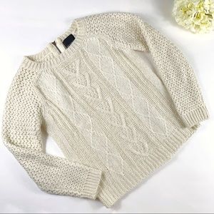Cynthia Rowley Cream Cable Knit Sweater - L